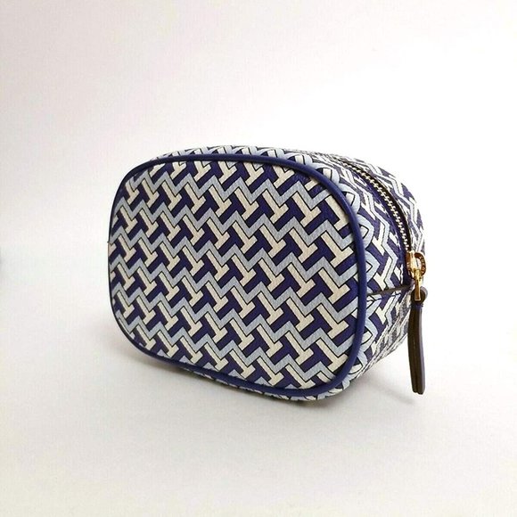 Tory Burch Blue Logo Print Cosmetic Pouch - Picture 3 of 3